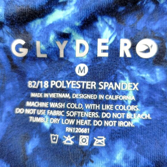 Glyder Leggings Women's Medium Blue Floral Mid Rise Mesh Pocket Performance Yoga - Picture 8 of 8